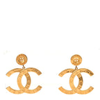 Metal Large Paris Button Earrings Gold