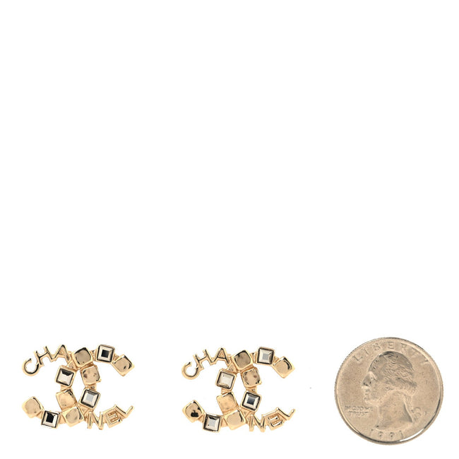 Baguette Crystal Logo CC Earrings Gold Main Image