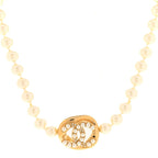 Pearl Crystal CC Logo Choker Gold White