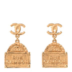 Metal CC Rue Cambon Drop Earrings Gold