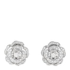 18K White Gold Diamond Bouton de Camelia Earrings