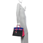 Epsom Horseshoe Birkin 35 Black Bleu Electrique Rose Tyrien