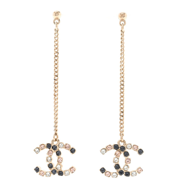 Crystal CC Drop Earrings Pink Grey Gold Hover Image