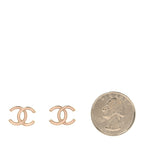 Enamel CC Earrings Pearly Pink Gold