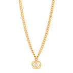 Metal Crystal Pearl Chain Link CC Necklace Gold