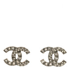 Baguette Crystal CC Earrings Silver