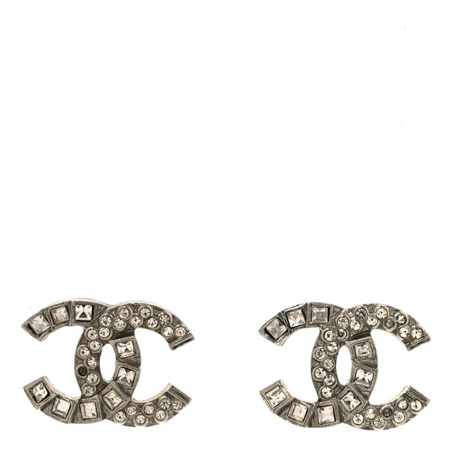 Baguette Crystal CC Earrings Silver Hover Image