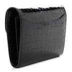 Shiny Alligator Constance Short Wallet Black