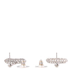 Baguette Crystal CC Drop Earrings Silver