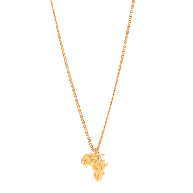 Crystal Pearl CC Africa Pendant Necklace Gold White Hover Image