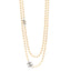 Graduated Pearl CC Long Necklace Silver