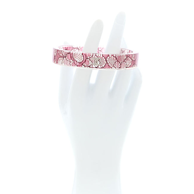 Resin Lace Crystal CC Bangle Transparent Pink Main Image