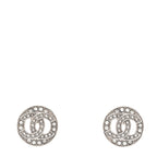 Crystal CC Round Earrings Silver