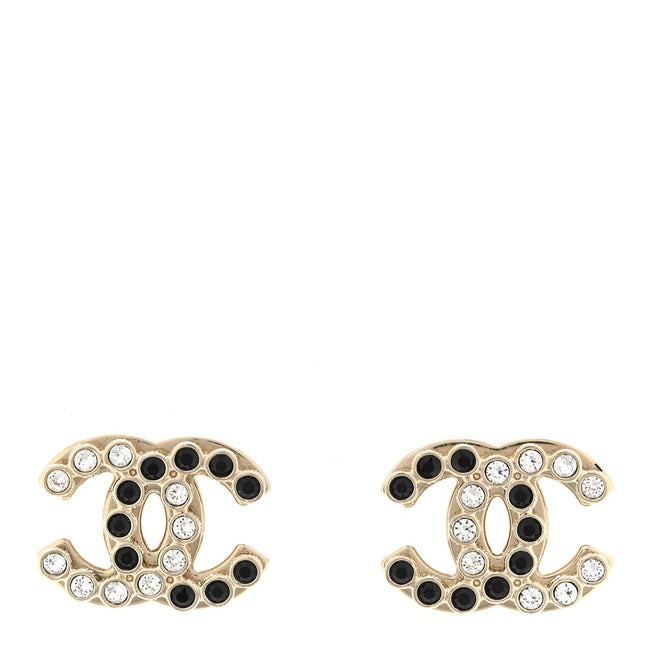 Crystal CC Earrings Black Gold Hover Image