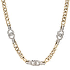 Crystal CC Chain Links Choker Necklace Gold