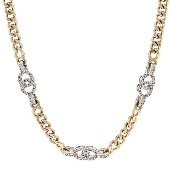 Crystal CC Chain Links Choker Necklace Gold Hover Image