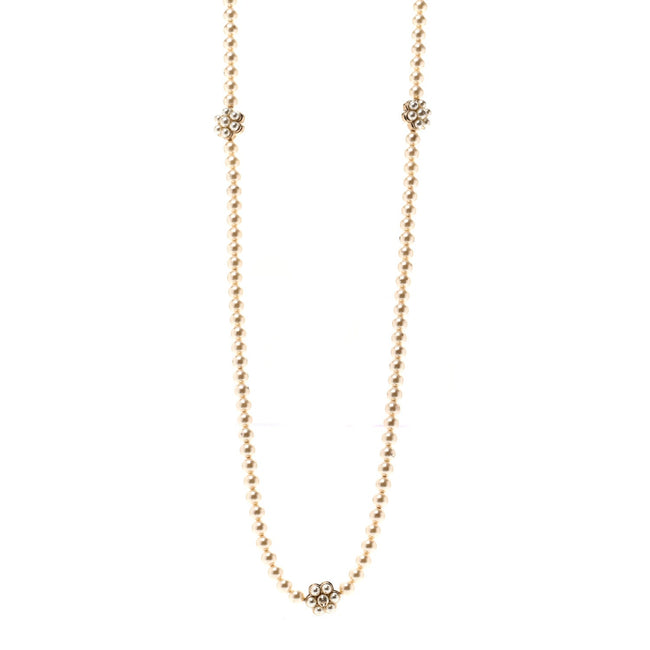 Pearl CC Camellia Long Necklace Gold Hover Image