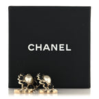 Pearl Lambskin Crystal CC Drop Earrings Gold White Black