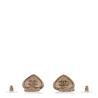 Pearl Crystal CC Heart Drop Earrings Gold White