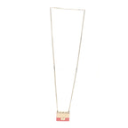 Metal Resin Flap Bag Long Necklace Gold Red