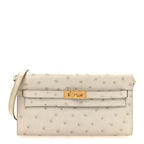 Ostrich Kelly Wallet To Go Gris Perle