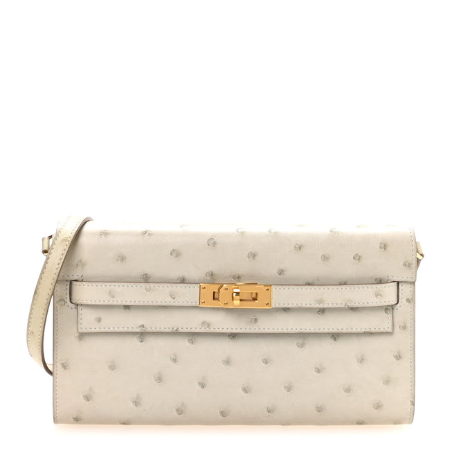 Ostrich Kelly Wallet To Go Gris Perle Hover Image
