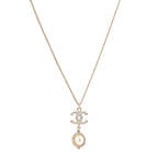 Crystal Pearl CC Lace Camellia Necklace  Gold