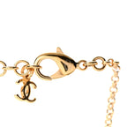 Metal Enamel Pearl CC Necklace Gold Black White