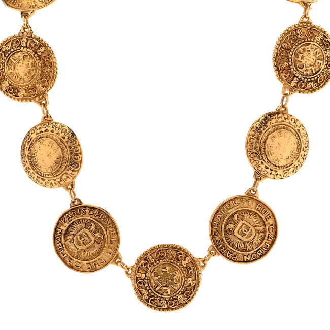 Metal CC Medallion Necklace Gold Hover Image