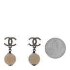 Crystal Bead CC Drop Earrings Ruthenium Grey