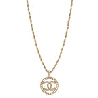 Pearl CC Round Pendant Necklace Gold