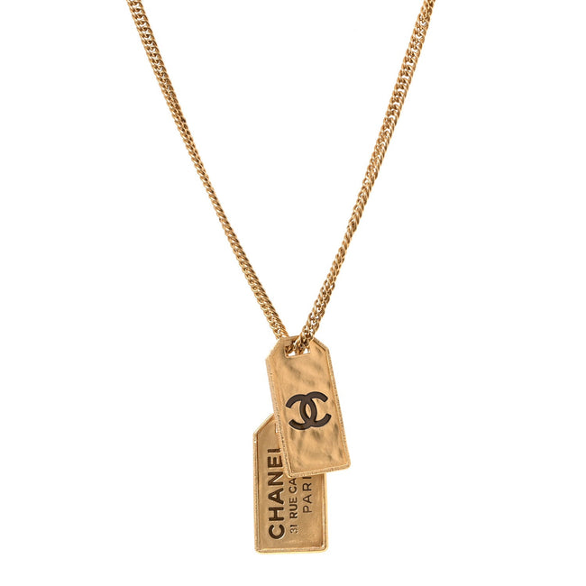 ID Dog Tag Charm Necklace Gold Hover Image