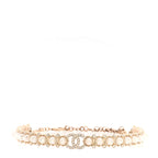 Strass Crystal Studded Pearl CC Choker Necklace Gold Pearly White