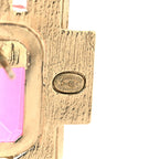 Metal Crystal CC Earrings Gold Pink