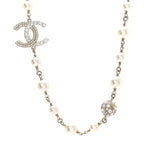 Pearl Crystal CC Short Necklace Gold