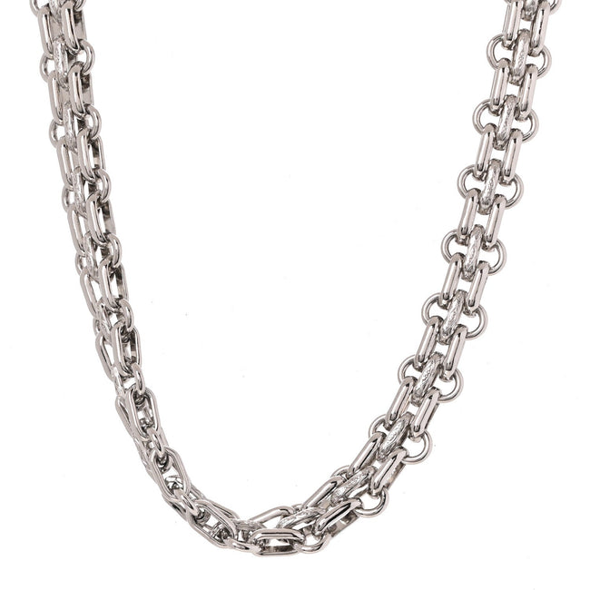 Metal Chain Link CC Choker Necklace Silver Hover Image
