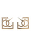 Metal Square Cutout CC Hoop Earrings Gold