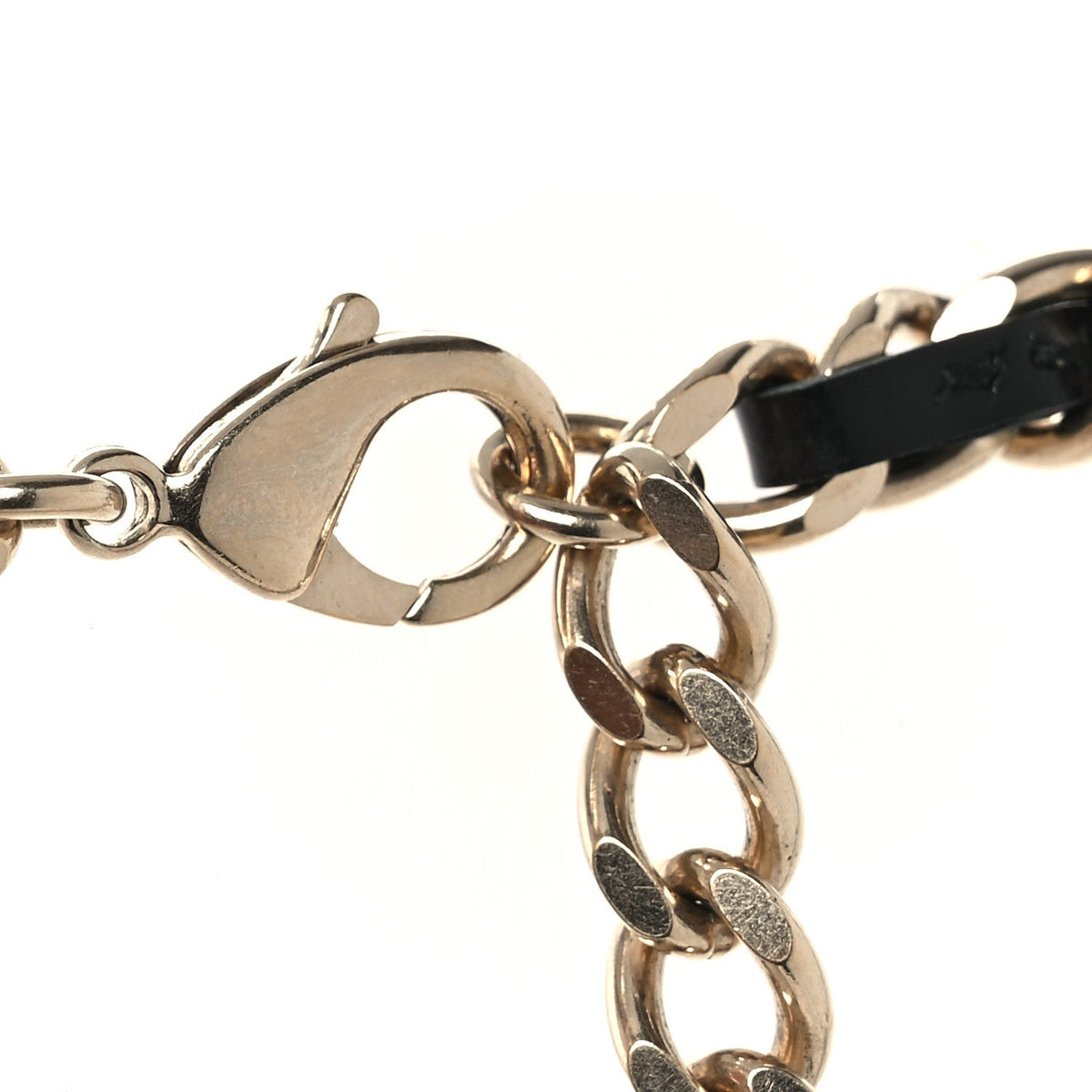 Metal Lambskin CC Lariat Necklace Black Gold