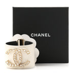 Calfskin Crystal Pearls Coronation Cuff M White