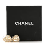 Pearl Crystal CC Heart Earrings Gold White Gold