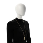 Metal Crystal CC Boy Pendant Long Necklace Gold