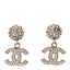 Crystal CC Drop Earrings Silver