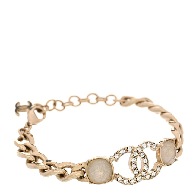 Glass Crystal CC Chain Bracelet Gold Hover Image