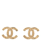 Metal Scarab CC Earrings Light Gold