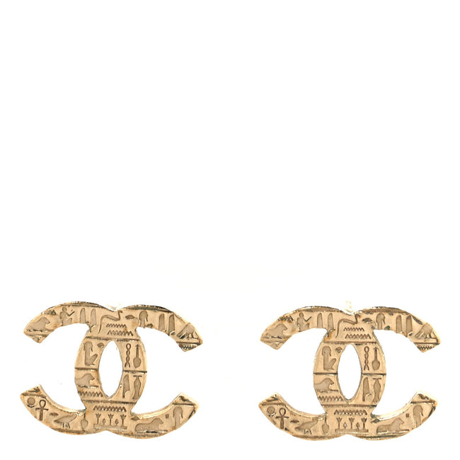 Metal Scarab CC Earrings Light Gold Hover Image