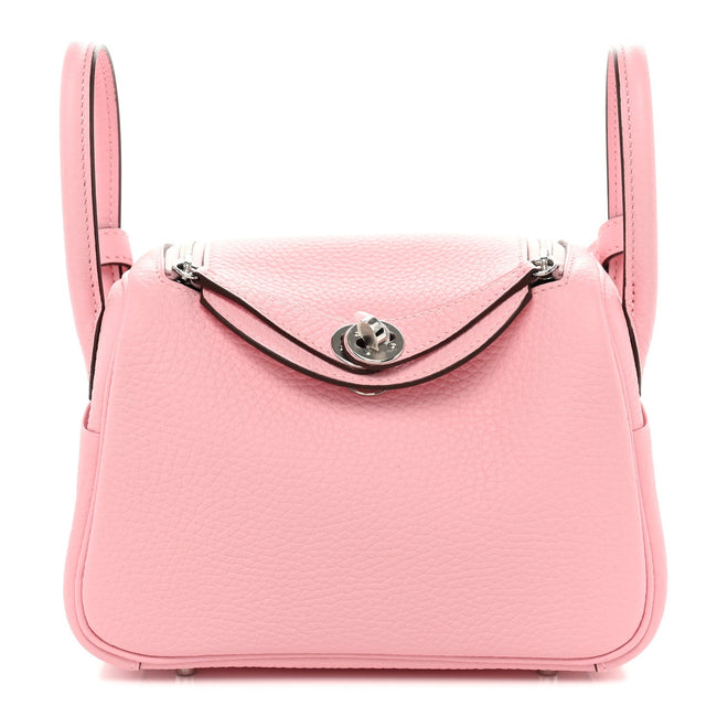 Taurillon Clemence Verso Mini Lindy 20 Rose Sakura Gris Perle Hover Image