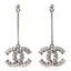 Baguette Crystal CC Drop Earrings Silver