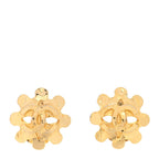 Metal Flower CC Clip On Earrings Gold