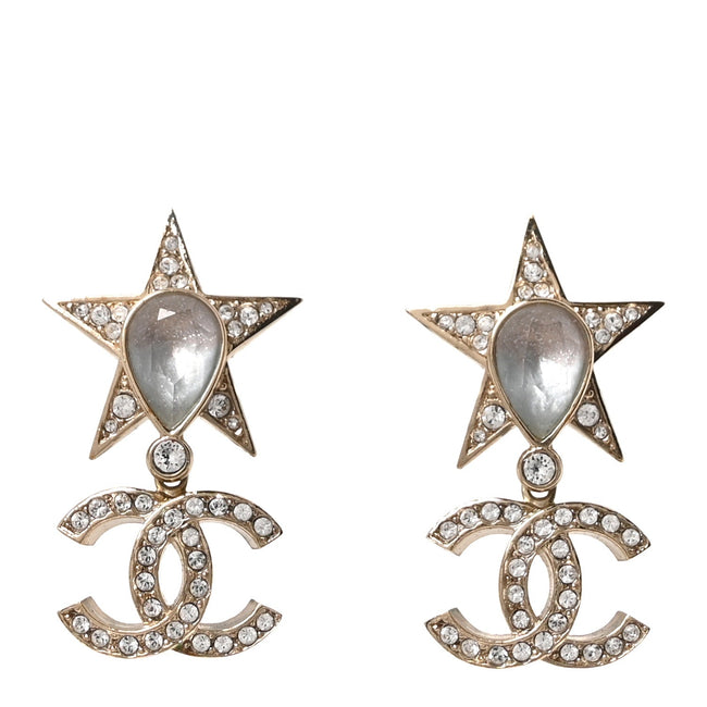 Crystal CC Star Drop Earrings Gold Blue Pink Hover Image