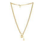 Pearl Resin Crystal CC No 5 Perfume Bottle Necklace Gold Pearly White